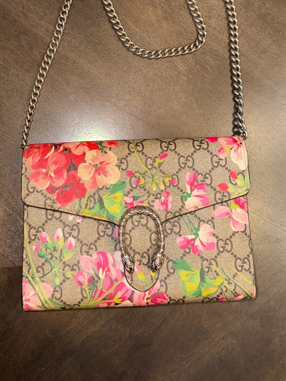 Gucci Floral GG Supreme Dionysus Chain Crossbody - Pink